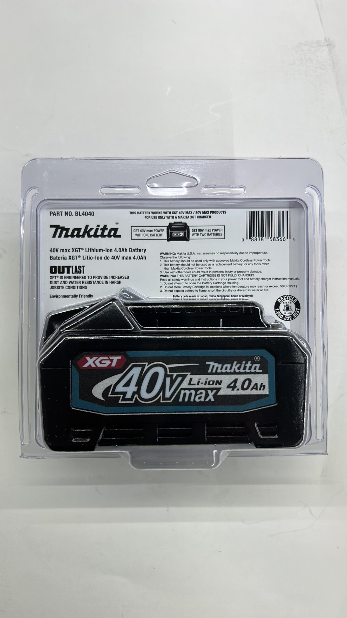 Makita 40V max XGT Lithium-ion 4.0ah Battery - Image 2