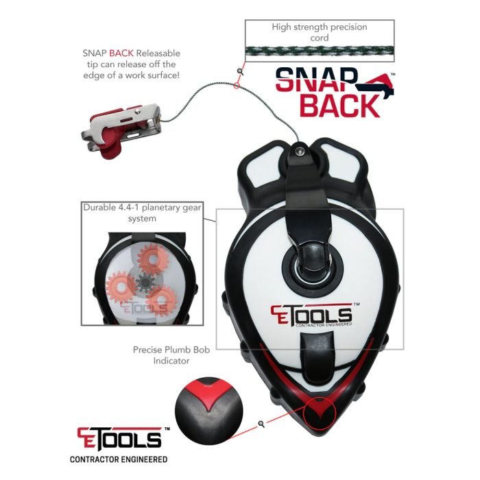 CE Tools CET103 Snap Back Releasable Tip Chalk Line - Image 3