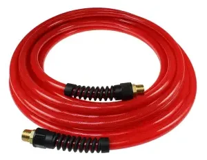 Flexeel Hose, 1/4" x 50', 1/4" MPT Reusable Strain Relief Fittings, Transparent Red PFE40504TR