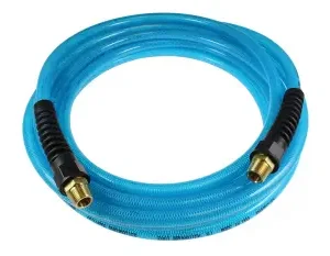 PFE40504T Flexeel Hose, 1/4" x 50', 1/4" MPT Reusable Strain Relief Fittings, Transparent Blue